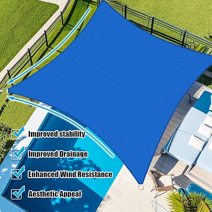 Amagenix Sun Shade Sail 20'X24' Curved Edge Outdoor Shade Canopy Blue Breathable 95% UV Block Shade Cloth for Patio Garden Backyard (We Make Custom Size)-VerdiqueGarden