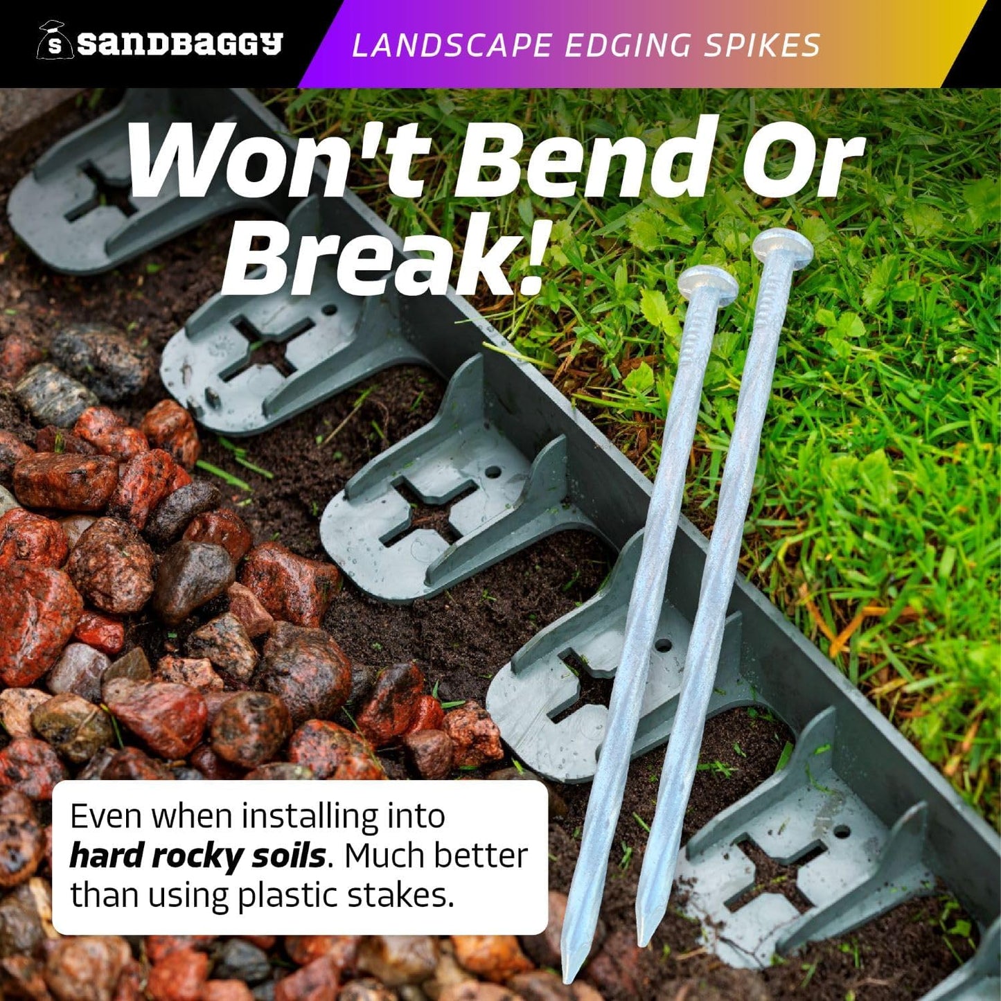 Sandbaggy 6 inch Galvanized Landscape Edging Spikes - Spiral Landscape Nails - 7 Gauge Steel - Great For Hard Rocky Soil - Also Great For Paver Edging, Artificial Turf, Landscape Fabric (1000, 6 inch)-VerdiqueGarden