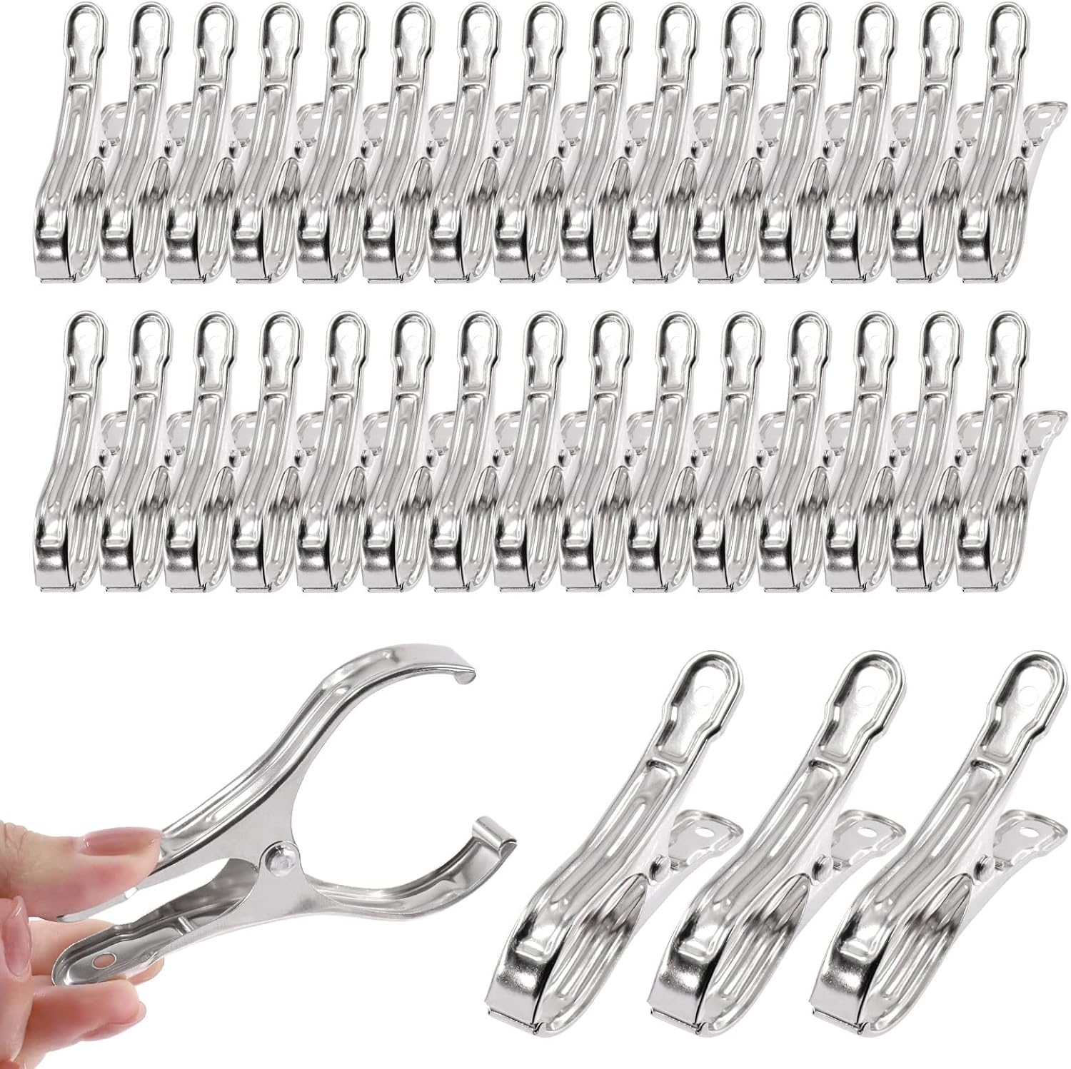 Tanstic 40Pcs 3.5 Inch Stainless Steel Greenhouse Clamps Garden Clips Greenhouse Clips Heavy Duty Garden Clips with Strong Grip and Large Open Mouth for Netting Holding-VerdiqueGarden