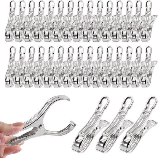 Tanstic 40Pcs 3.5 Inch Stainless Steel Greenhouse Clamps Garden Clips Greenhouse Clips Heavy Duty Garden Clips with Strong Grip and Large Open Mouth for Netting Holding-VerdiqueGarden