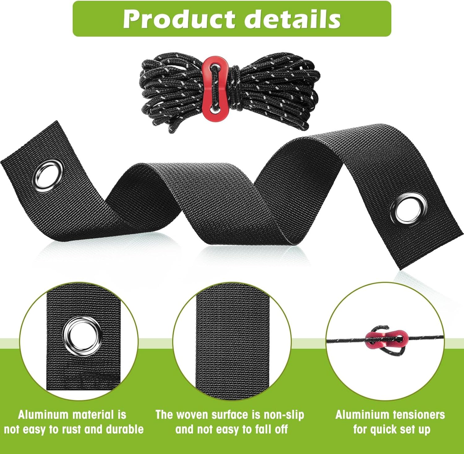 Sintuff 9 Set Heavy Duty Tree Stake Kit 15.75 Inches/ 40 cm Tree Straps for Staking and 13.12 ft/ 4 m Dock Lines Rope for Support Anchoring Home Leaning Plant Straightening Garden Tent (Black)-VerdiqueGarden