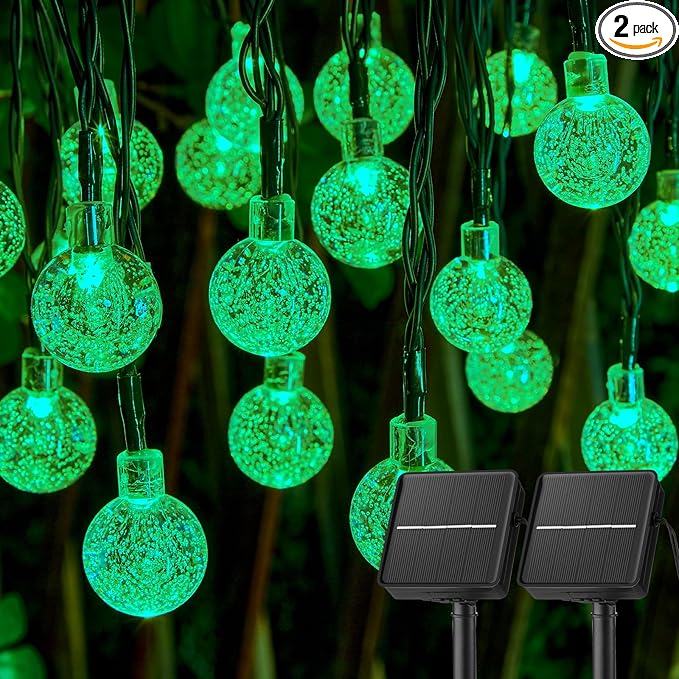 Solar String Lights Outdoor 120 LED 72 Ft Total, Crystal Globe Lights with 8 Lighting Modes, Waterproof Solar Powered Patio Lights for Garden Yard Porch Wedding Party Decor (Green)-VerdiqueGarden