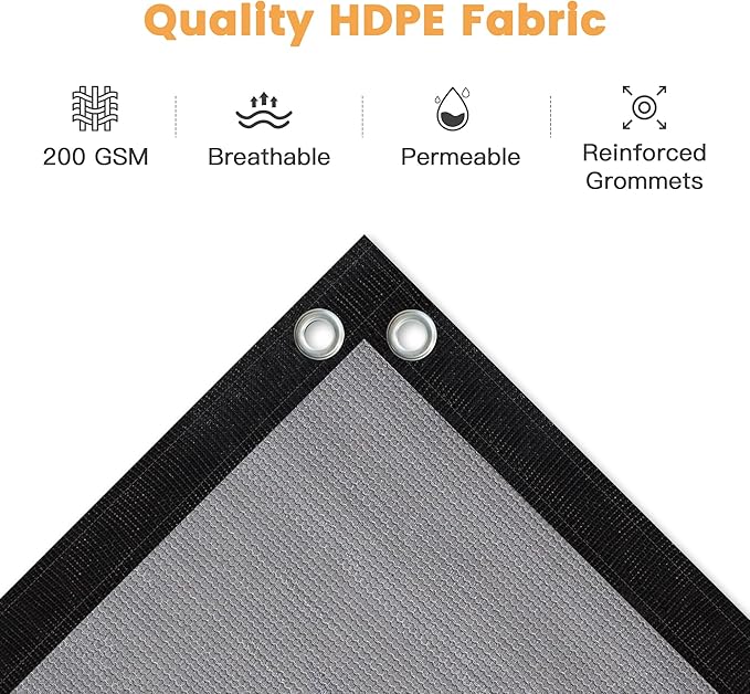 VICLLAX Shade Fabric Sun Shade Cloth with Every 2 FT Grommets for Patio Garden Pergola Cover Canopy 9x21 FT, Light Grey-VerdiqueGarden