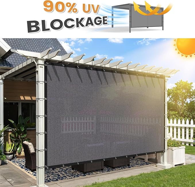 VICLLAX Shade Fabric Sun Shade Cloth with Every 2 FT Grommets for Patio Garden Pergola Cover Canopy 13x19 FT, Grey-VerdiqueGarden