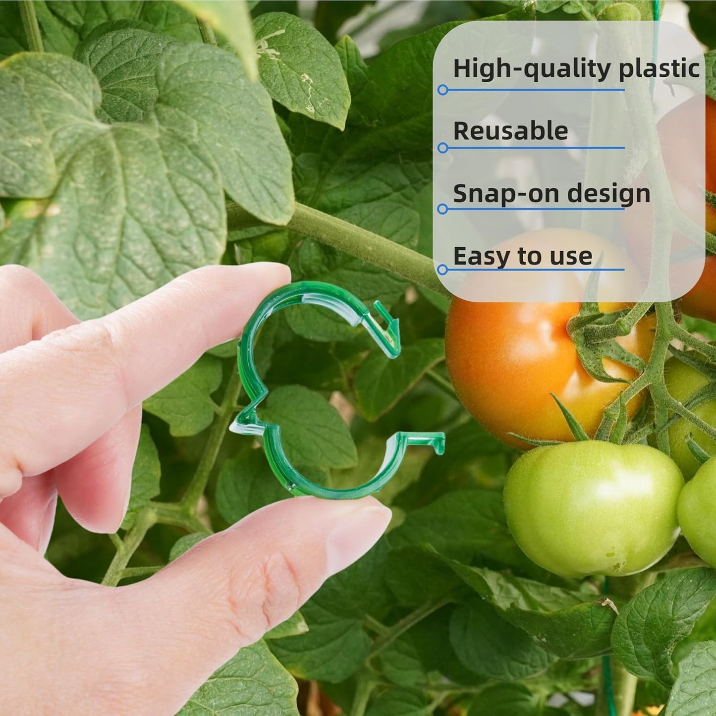 200 Pcs Plant Support Clips,Plastic Clips for Securing Plants,Tomato Vine Clips,Plant Fixing Clips,Garden Clips for Climbing Plants,Grape and Vine Vegetables (200, Green)-VerdiqueGarden