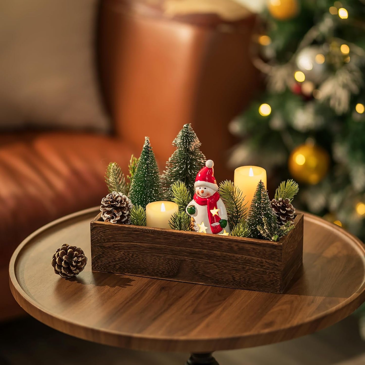 NUPTIO Wooden Box Centerpiece for Table: 2 Pcs 11.8" Long Wood Rectangle Planters - Farmhouse Flower Vase for Fall Wedding Dining Living Room Window Mantel Table Decor-VerdiqueGarden