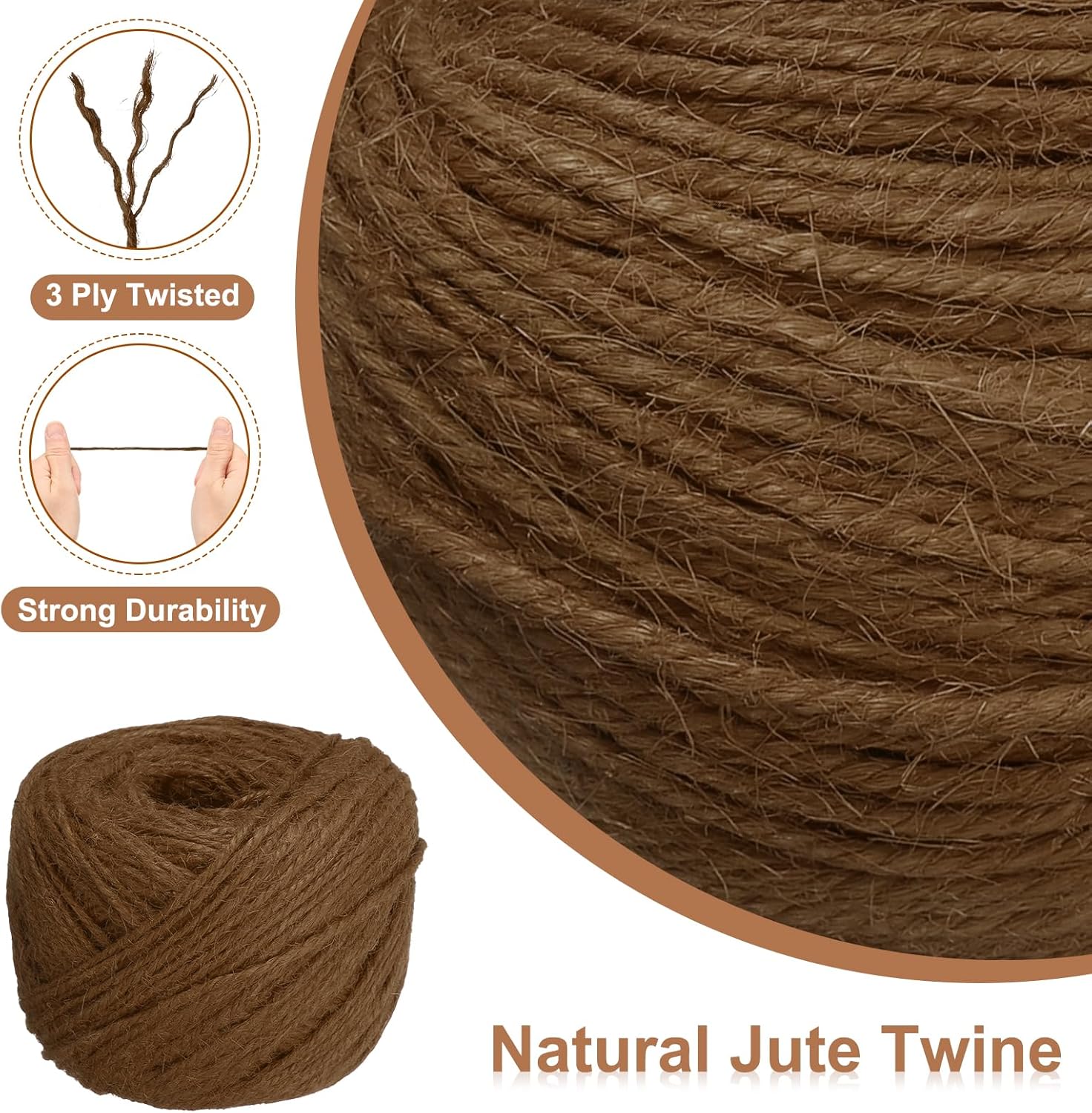 uxcell 328 Feet Natural Jute Twine String,2mm Thin Garden Twine Rope Colored Plant String Cord for DIY Art Crafts Gift Wrapping Decoration Packing Gardening Plant Hanger,Brown-VerdiqueGarden