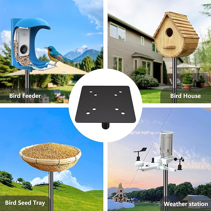 Bird Feeder Pole Kit, 79 Inch Bird House Pole for Outdoors Heavy Duty,5 Base Prongs Adjustable Birds Feeder Stand for House-VerdiqueGarden