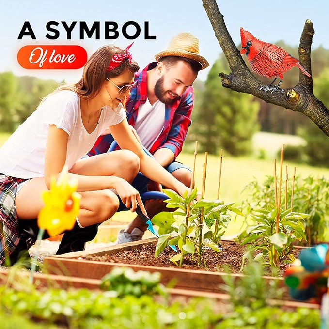 Shefio Cardinal Garden Decor - Metal Cardinal Yard Decor - Large Red Bird, Unique Yard Art - Outdoor Statues - Garden Sculptures & Statues-VerdiqueGarden