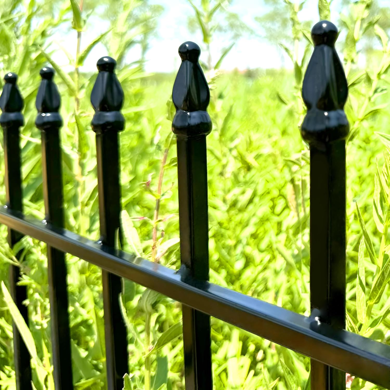 Metal Decorative Garden Fence 24" Wide x 24" High (5 Panels, Total Length 10 feet), Metal Border Folding Fence, Landscape Fencing Dog Fence Pet Fence for Flower Bed, Yard, Animal Barrier-VerdiqueGarden