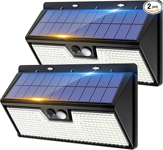 Large Solar Motion Lights Outdoor, 318 LED Super Bright Shed Lights with 3 Lighting Mode, IP65 Waterproof Solar Bar Light, Great for Outside Wall Yard Chicken Coop Garden - 2 Pack-VerdiqueGarden