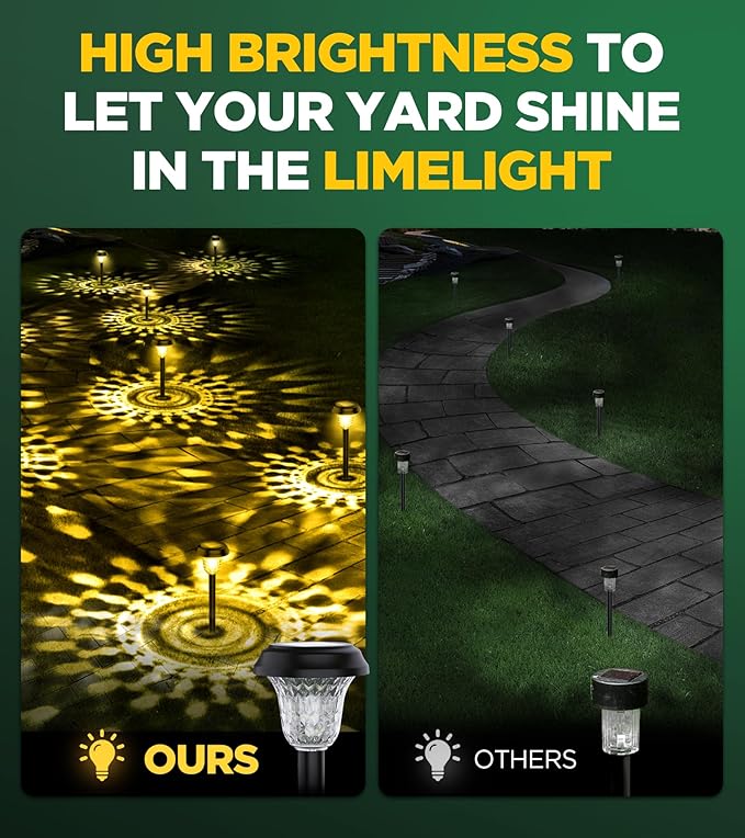 10 Pack Ultra Bright Solar Lights Outdoor Waterproof, from Dusk to Dawn Up to 12H Solar Light for Outside, Auto On/Off Solar Powered Garden Pathway Lights, Landscape Lighting (Warm White)-VerdiqueGarden