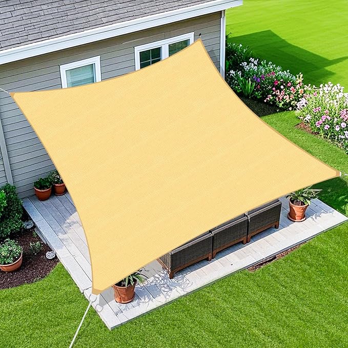 Amagenix Sun Shade Sail 5X9 Curved Edge Outdoor Shade Canopy Sand Breathable 95% UV Block Shade Cloth for Patio Garden Backyard (We Make Custom Size)-VerdiqueGarden