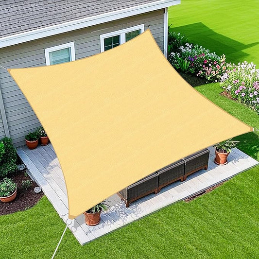 Amagenix Sun Shade Sail 5X9 Curved Edge Outdoor Shade Canopy Sand Breathable 95% UV Block Shade Cloth for Patio Garden Backyard (We Make Custom Size)-VerdiqueGarden
