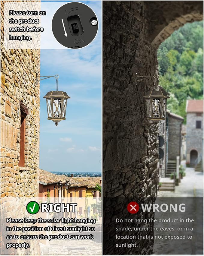 Solar Lantern Outdoor Waterproof, Metal Solar Lights Outdoor with Clear Glass, LED Solar Powered Lights Wall Mount for Yard Garden Wall Outdoor, Bronze - 2 Pack-VerdiqueGarden