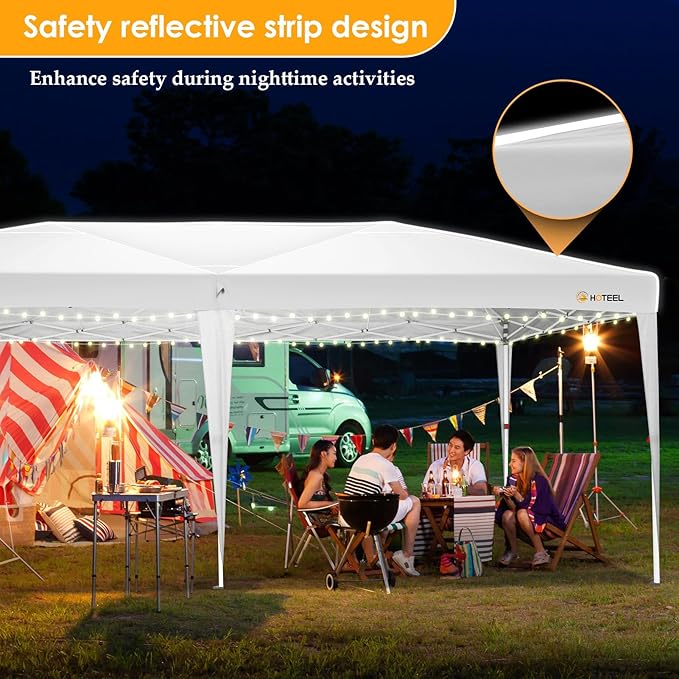 HOTEEL 10x20 Pop up Canopy with Sidewalls, One Push Outdoor Tents for Parties Waterproof Canopy Tent with Reinforce Rod, Easy Setup Event Tent with Sandbag for Backyard, Camping, Wedding, White-VerdiqueGarden