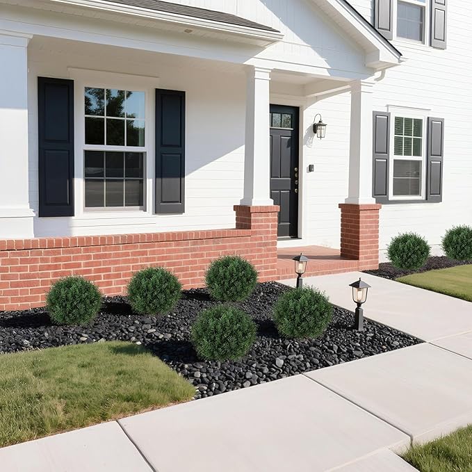 Artificial Cedar Shrubs Ball Trees with Ground Spike, 24.6 inche Tall UV-Resistant Fake Outdoor Plants Evergreen Trees, Realistic Faux Pine Bushes for Front Porch Home Patio Garden, 1 Pcs-VerdiqueGarden