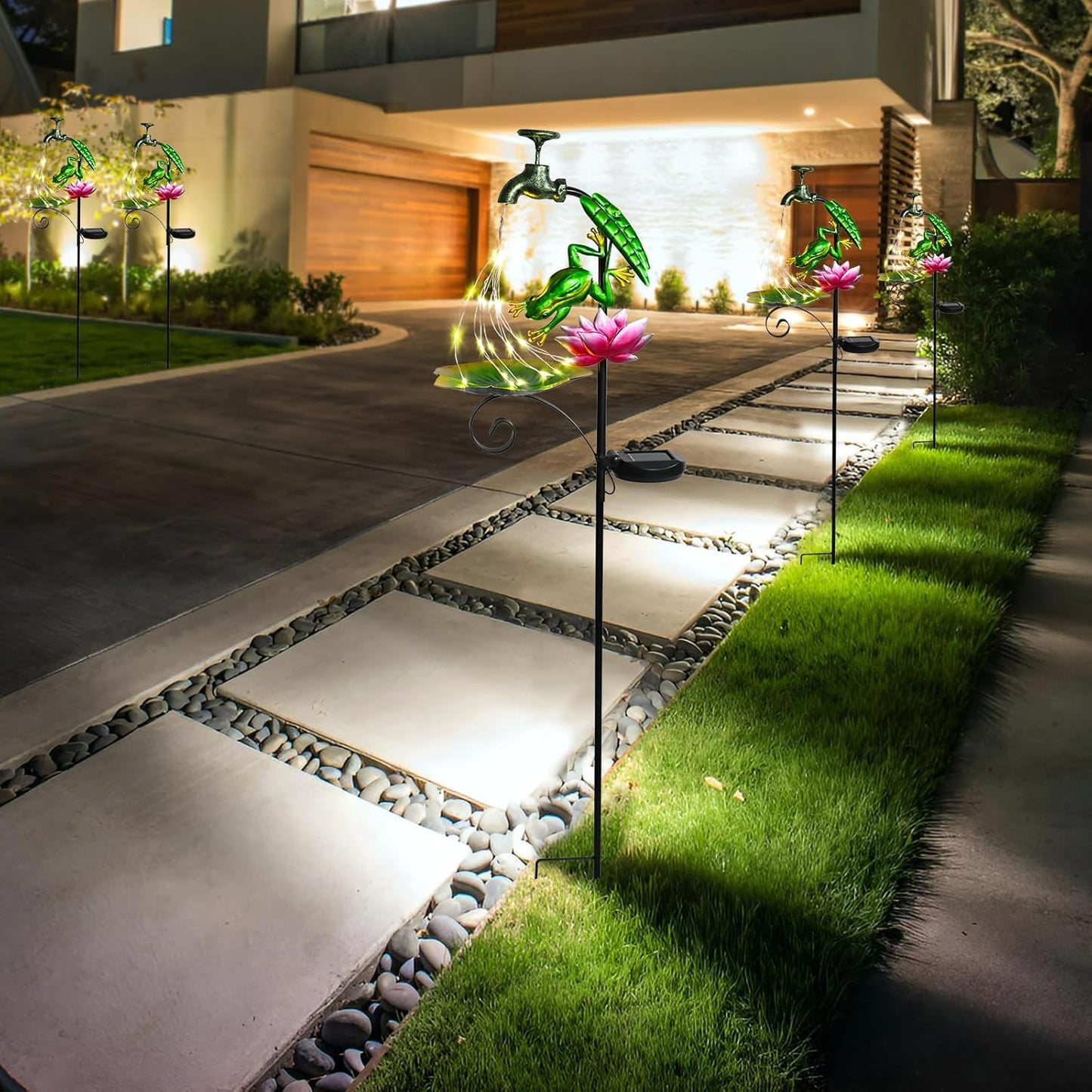 Bshine Frog Solar Outdoor Garden Lights, Waterproof Metal Solar Garden Stakes for Pathways, Poolside, Backyard Decorations, Yard Art, Lawn Decorations, Frog Gift for Mom-VerdiqueGarden