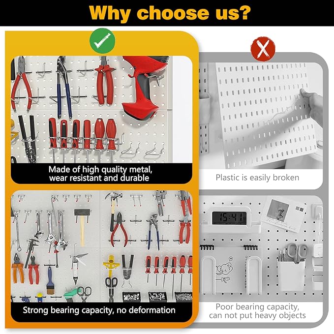 Ultrawall 2 Pcs Metal Pegboard Wall Panels, Peg Boards for Garage Tool Storage-VerdiqueGarden