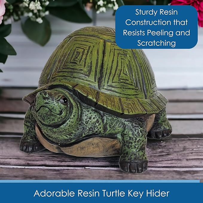 Stocky Turtle Garden and Patio Decor and Key Hider - Holds 2 Hidden Keys Outside, Secret Hidden Door Underneath-VerdiqueGarden