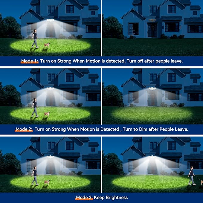 65W LED Flood Light Outdoor, 6500LM, Waterproof, 6500K Motion Sensor Flood Lights Outdoor with Adjustable 3 Head Detected Floodlight for Outside Entryway Garage, Yard, Porch, White, 2 Pack-VerdiqueGarden