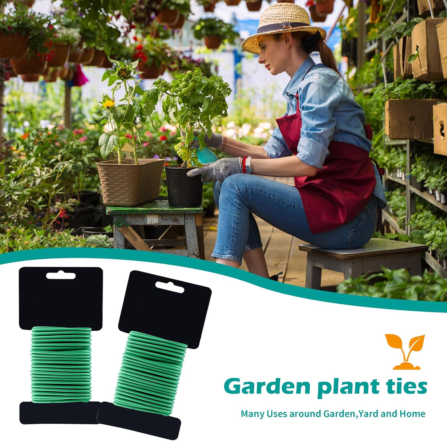 (2 Reel) Soft Plant Ties, Garden Ties TPR Flexible Durable Heavy Duty Twist Wire for Twine Tomatos Branches Vines and Tying Up Cable Wires (Green)(φ3.5mm，26feet)-VerdiqueGarden