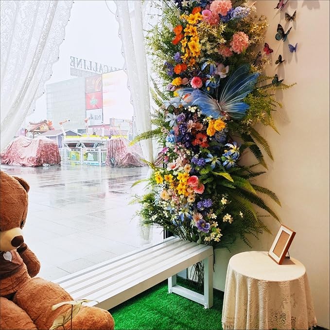 Weatherproof Metal Dining Bench, Outdoor Bench Backless Patio Bench 2-Person Farmhouse Bench Garden Bench for Kitchen, Living Room, Entryway(White,47in)-VerdiqueGarden