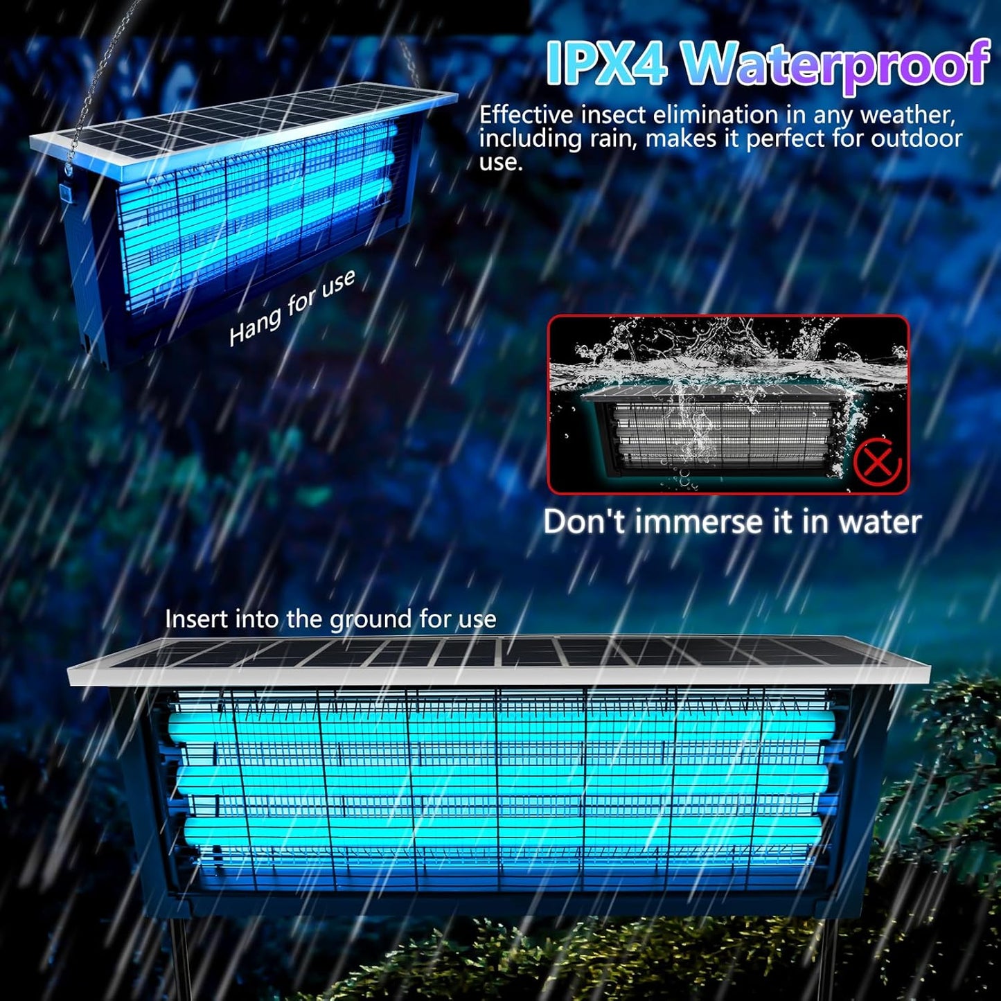 Powerful Large Solar Bug Zapper Outdoor for 4000 sq.ft, Rechargeable Mosquito Zapper with High Powered, Cordless Solar Fly Zapper for Patio Garden Backyard RV Camping Pond with 18W Solar Panel-VerdiqueGarden