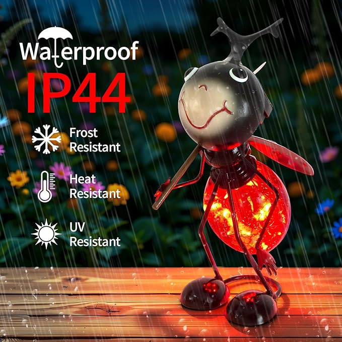 Solar Garden Statue Ladybug Decor,Outdoor Decorative Tabletop Lanterns,Outdoor Ladybug Figurines Decorations for Patio Yard Lawn Ornaments,Birthday Gifts for Mom Women Grandma-VerdiqueGarden