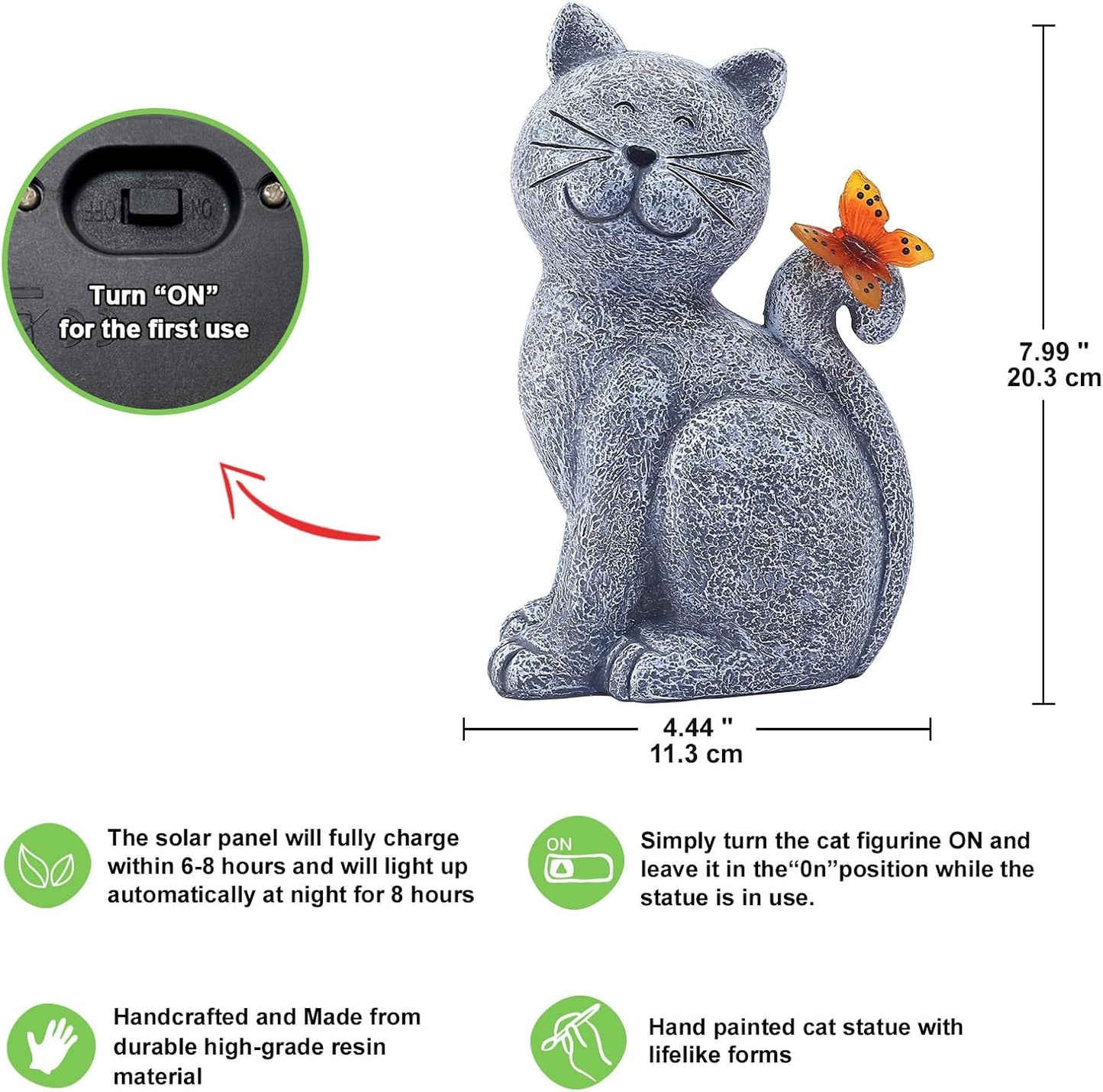 Nacome Cat Outdoor Statues for Garden: Outside Decor with Butterfly Clearance for Yard Art Lawn Ornaments Porch Patio Balcony Home House - Birthday Gifts for Grandma Mom Women-VerdiqueGarden