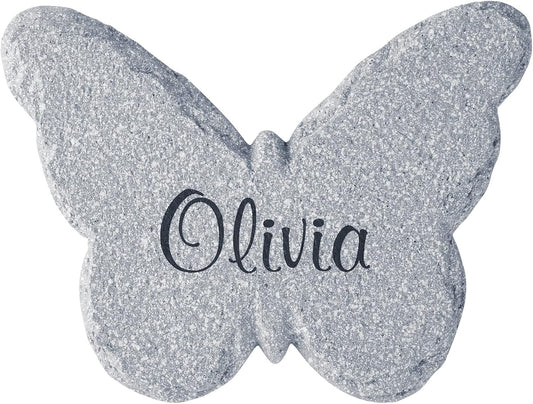 Let's Make Memories Personalized Garden Décor - Custom Garden Stone - Indoor/Outdoor - for Mom or Grandma - for Her - Engraved - Butterfly Cutout - Durable Resin - Large Round Stone-VerdiqueGarden