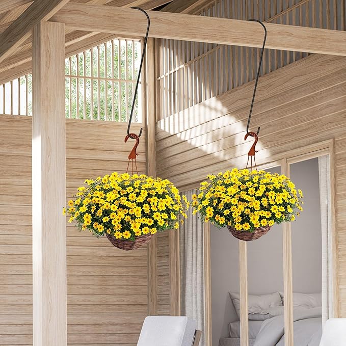 6 Packs 24 Inch Long S Hooks for Hanging Plants,Extra Large S Hooks,Metal Bird Feeder Hooks, Rustproof Garden Planter Hanger for Tree Branch, Basket, Lanterns, Wind Chimes, Outdoor Use-VerdiqueGarden