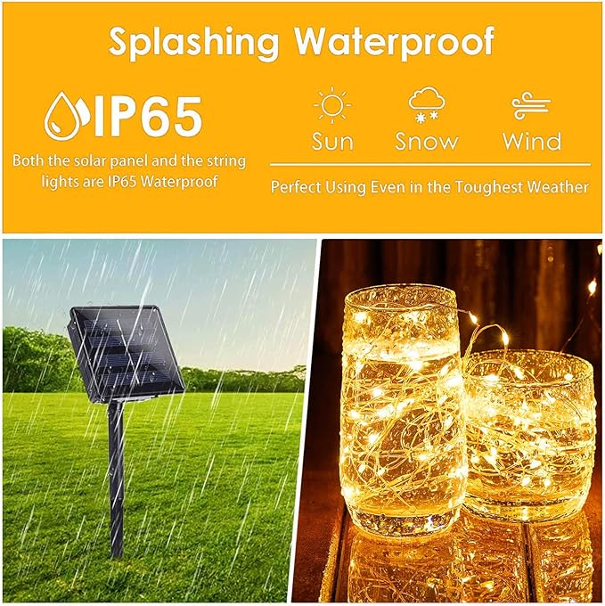 (Warm White ⇋ Cool White) Solar Christmas String Lights Outdoor, 2-Pack Total 80FT 200 LED Solar Twinkle Lights, Waterproof Copper Wire 8 Modes Solar Fairy Lights for Garden Tree Christmas Party Decor-VerdiqueGarden
