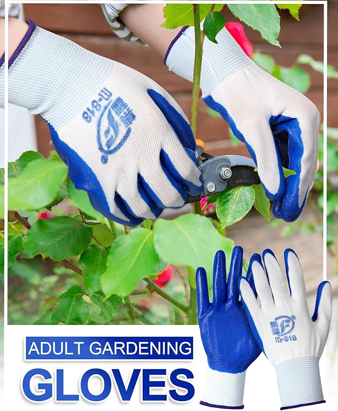 Nuogo 48 Pairs Gardening Gloves for Men Women Rubber Coated Safety Work Gloves Bulk for Gardening Construction Work-VerdiqueGarden