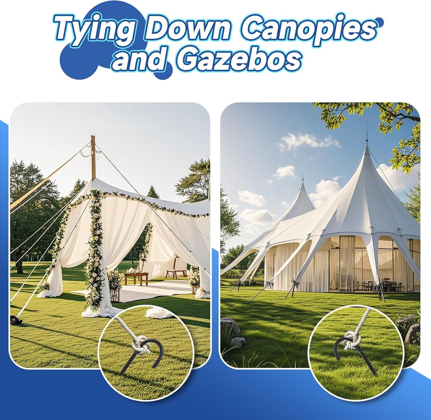 12 Inch Heavy Duty Rebar Stakes, 20-Pack Galvanized Steel J Hook Tent Stakes for Outdoor Decorations, Inflatables, Fencing, Gardening, Gazebo and Swing Set Anchors-VerdiqueGarden