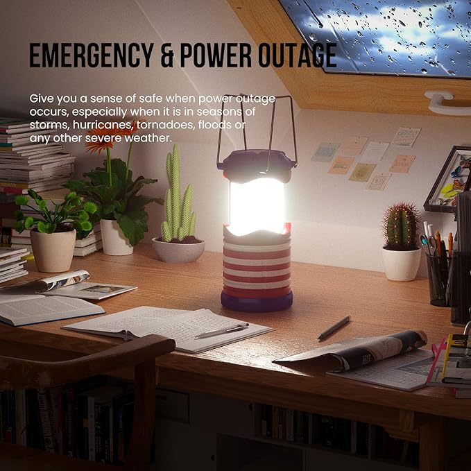 Lichamp LED Camping Lantern, 4 Pack Battery Powered Flashlight for Power Outages, Portable Collapsible Hanging Light Essential for Home, Outdoor, Emergency Lamp Survival Kit Gear for Hurricane, I4AF-VerdiqueGarden