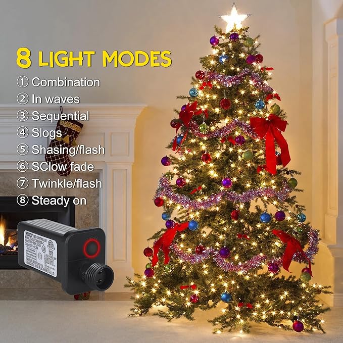 weillsnow 164Ft 500 LED Christmas Lights, Waterproof 8 Twinkle with Memory Functions Christmas Tree Lights for Indoor Outdoor Christmas Tree Garden Decoration (Warm White)-VerdiqueGarden