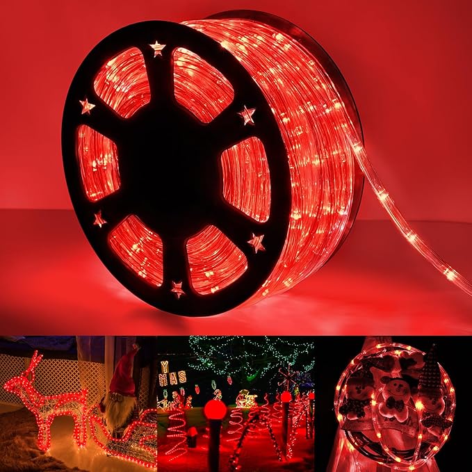 150ft LED Rope Lights Outdoor, 1080 LED Connectable and Flexible Tube Lights with 8 Modes, Waterproof LED Rope Lighting for Garden, Patio, Pool, Bedroom, Party, Indoor Outdoor Christmas Decor (Red)-VerdiqueGarden