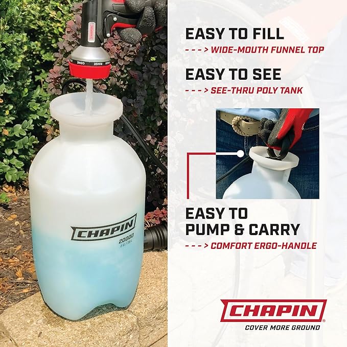 Chapin 20004 Made in USA 1 -Gallon Lawn and Garden Pump Pressured Sprayer, for Spraying Plants, Garden Watering, Weeds and Pests-VerdiqueGarden