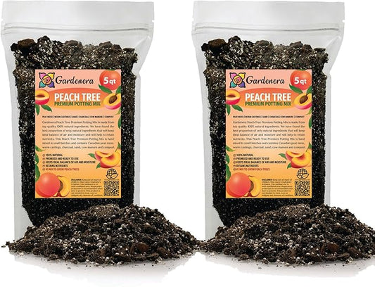 Premium Peach Potting Soil Mix - Optimal Nutrient-Rich Blend for Thriving and Juicy Peaches - 10 Quart-VerdiqueGarden