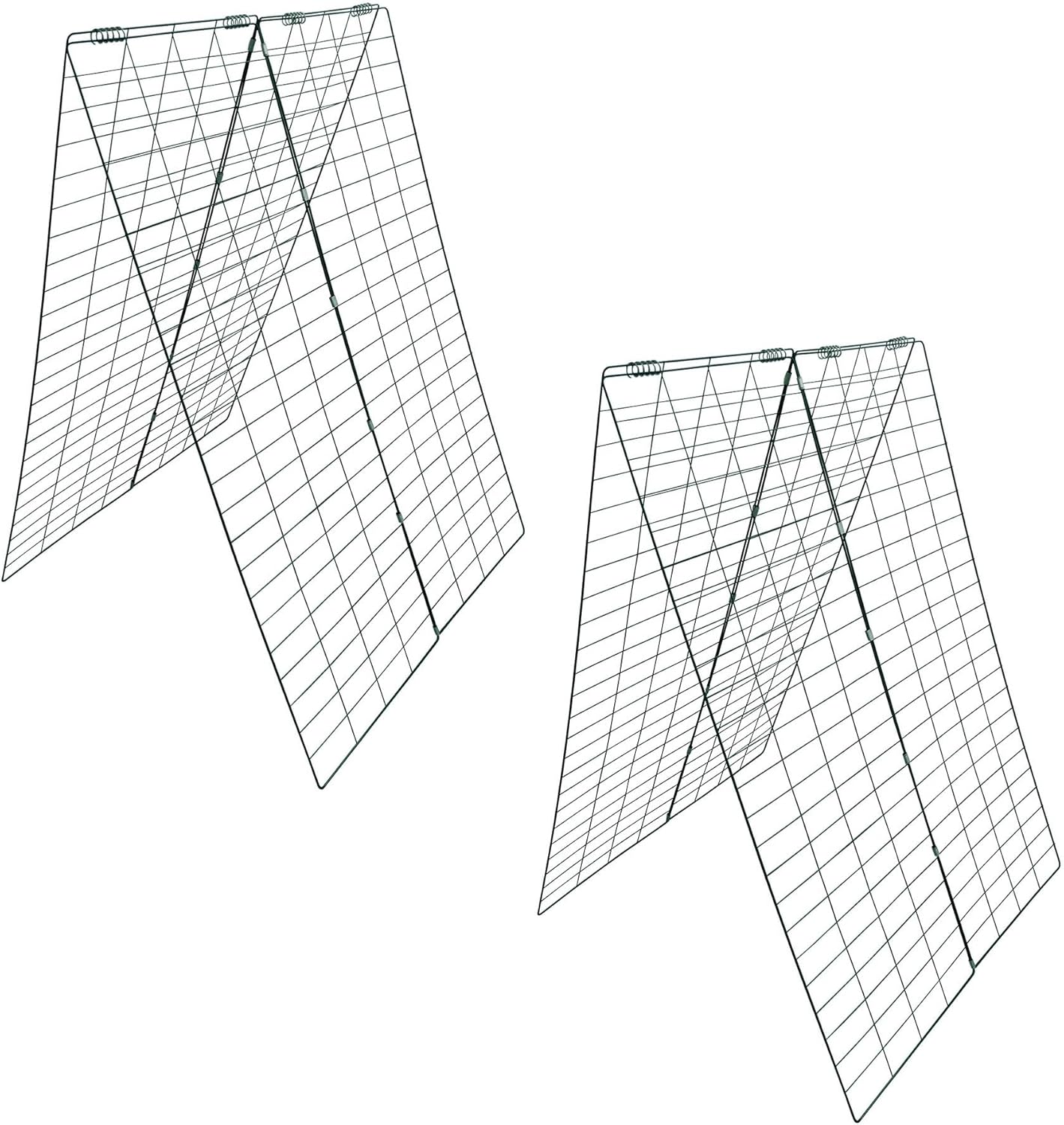 Garden Cucumber Trellis A-Frame Folding Plant Trellis 48 Inch by 34 Inch for Climbing Vegetables Flowers Green 2 Pack with Clips,Cable Ties and Ground Stakes-VerdiqueGarden