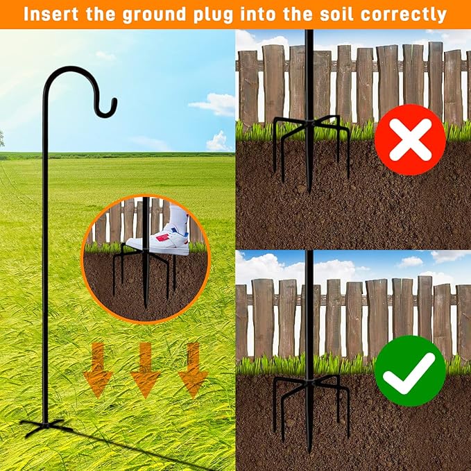 Shepherd Hooks Outdoor 48 Inches for Lanterns Heavy Duty Shepherd Stand Plant Hanger Yard Hooks for Solar Lights,Bird Feeder,Wedding,Mason Jar,Planter Pot,Adjustable Height-VerdiqueGarden