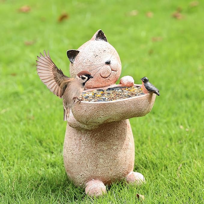 Cat Garden Statue Outdoor Decor Sculptures 12.3 Inch Height Figurine Gardening Lawn Ornament Gifts for Women-VerdiqueGarden