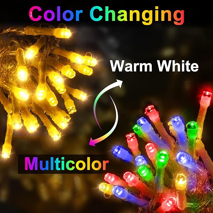 KNONEW 403ft 1000 LED Christmas Lights Color Changing String Lights Outdoor with 11 Modes for Xmas Tree Trunk Yard Porch Outdoor Wedding Party Decorations (Warm White to Multicolor)-VerdiqueGarden