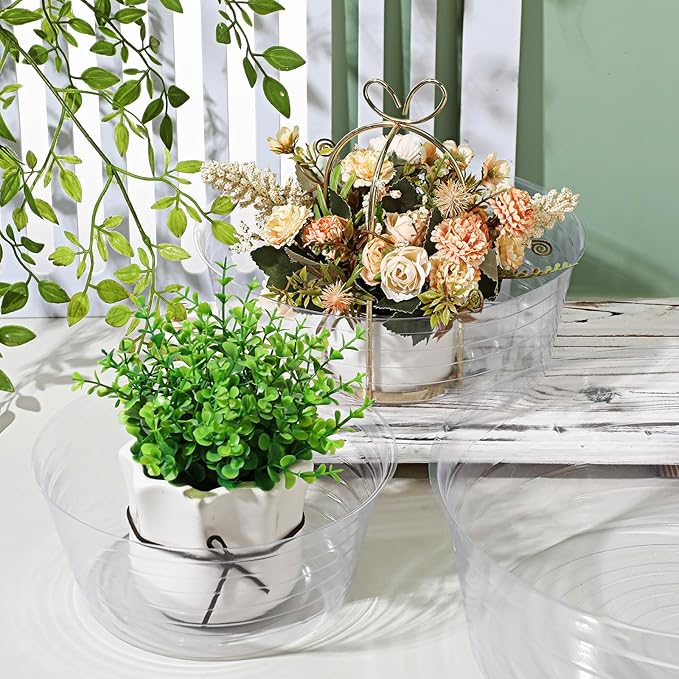 Hoolerry Plastic Plant Saucer Clear Deep Drip Tray Thickened Clear Plant Saucers Trays for Pots Deep Drip Trays for Home Garden Indoor and Outdoor Potted(15 Pcs,8, 10, 12 Inch)-VerdiqueGarden