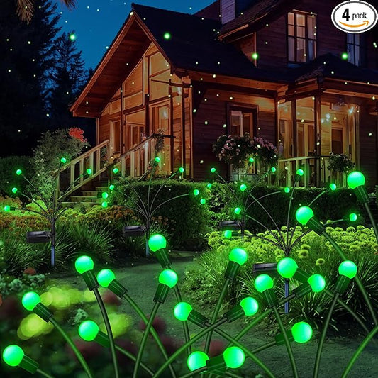 Solar Garden Lights Outdoor, 4 Pack 24LED Waterproof Solar Powered Lights for Yard Pathway Patio, Swaying Lawn Decor as Gardening Gifts for Women Holiday(4 Pack Green)-VerdiqueGarden