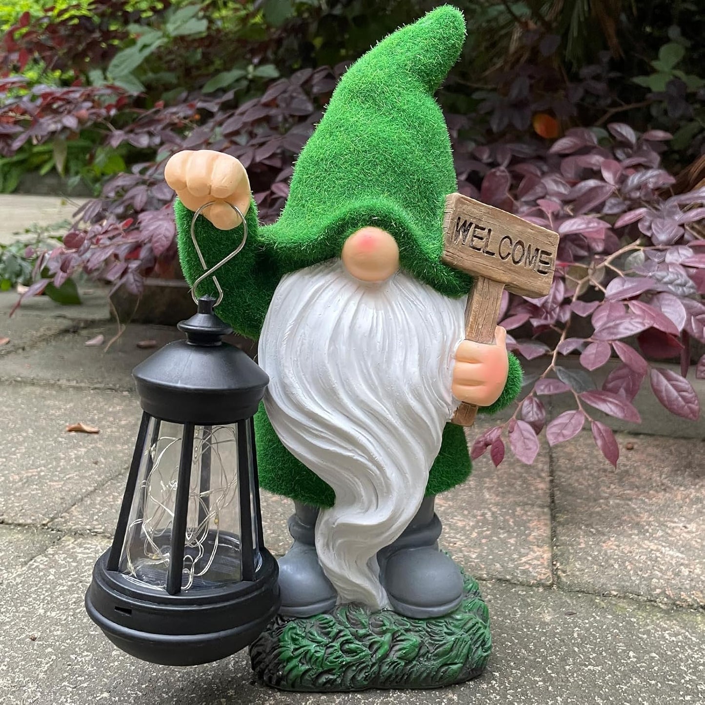 Solar Garden Statue Lights Gnome Figurine with Solar Light Outdoor Patio Lawn Yard Garden Decor for Women Mother's Day Housewarming Gifts-VerdiqueGarden