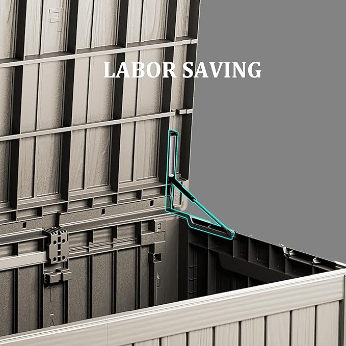 200 Gallon Outdoor Storage Bench Waterproof - Resin Deck Storage Chest for Patio & Pool, Lockable Outdoor Storage Box for Cushions & Tools, UV-Resistant, Granite Grey-VerdiqueGarden