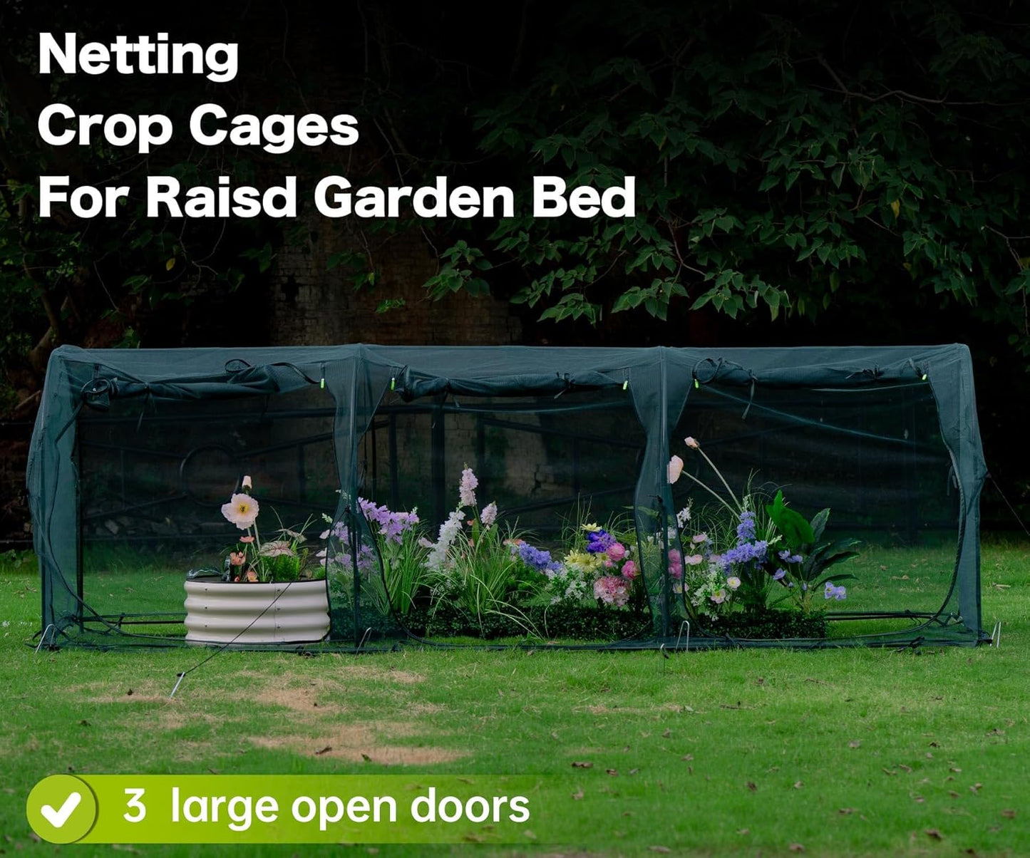 Poray Large 12.3X4FT Tunnel Plant Netting Cover,4.1FT Tall Crop Cage Tomato Netting for Vegetables&Fruits,Durable Gardening Net for Plant and Animals-VerdiqueGarden