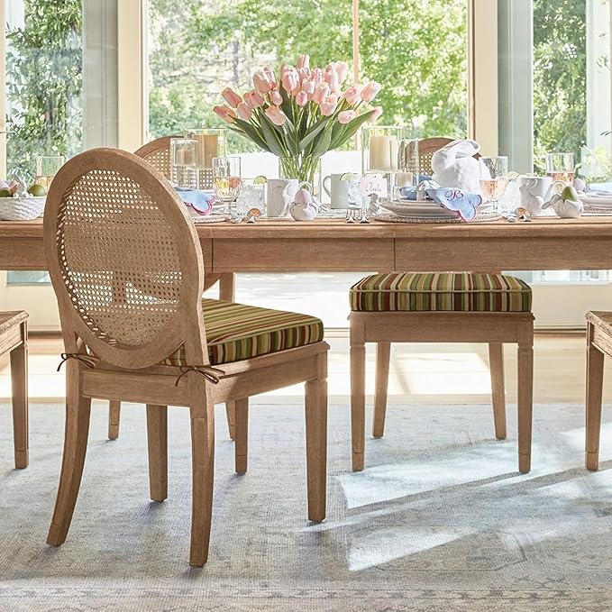 Outdoor Round Corner Seat Cushion, 17"x16"x2", Set of 4, Non Slip Seat Cushion Pads with Removable Cover for Patio Furniture, Garden Yard Lawn, Colorful Stripe-VerdiqueGarden